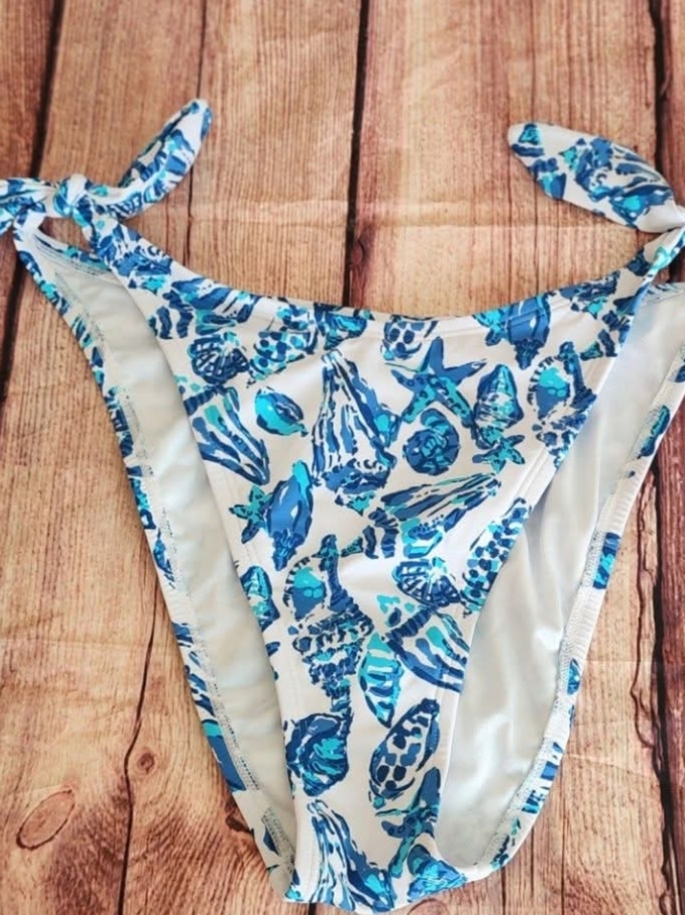 Lilly Pulitzer Bikini Bottom with Blue and Aqua Shell Print